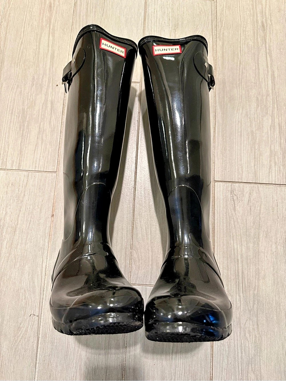 Hunter Original Tall Gloss Rain Boots Black US 8